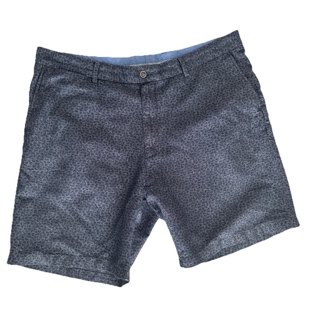 Peter Millar Shorts Mens 40* Chambray Micro Paisley Pattern Linen Cotton Blend